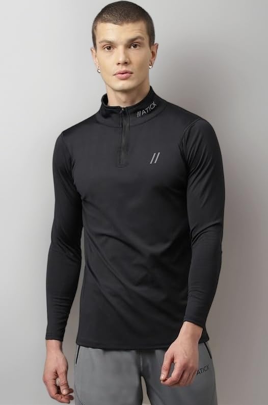 Polyester Full Sleeve Compression High Turtle Neck Sports Jersey T Shirt for Men - Quick Dry Fit Gym Workout Top for Running, Swimming, Training, Cycling, Football, Badminton