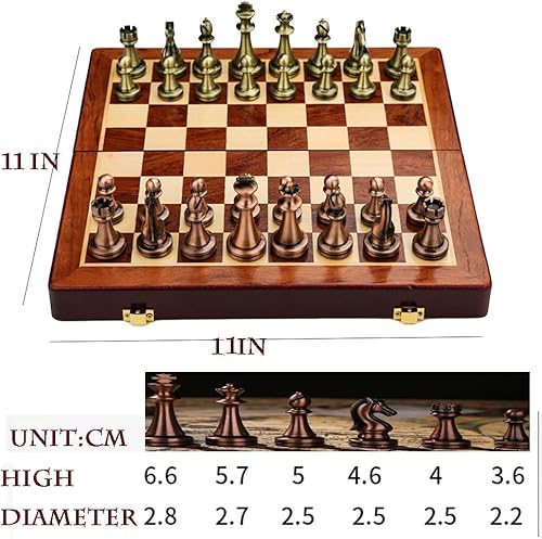 Miniatura 7 de Juego de ajedrez plegable de metal con piezas magnéticas, juego de ajedrez internacional avanzado para 2 jugadores, regalos para adultos para niños