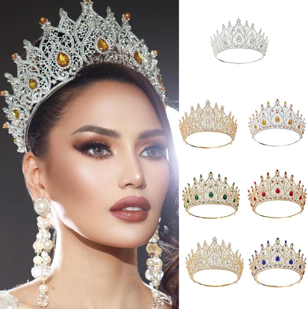 MZRAN エレガントなヘッドバンド クラウンヘアフープ 誕生日 結婚式 クイーンヘッドピース ガールズショーステージパーティーコス ウェディング  ヘアアクセ ゴールド リーフ 花 ビジュー キラキラ ヘッドアクセサリー 結婚式 披露宴 E10 ヘッドドレス（ウェディング ...