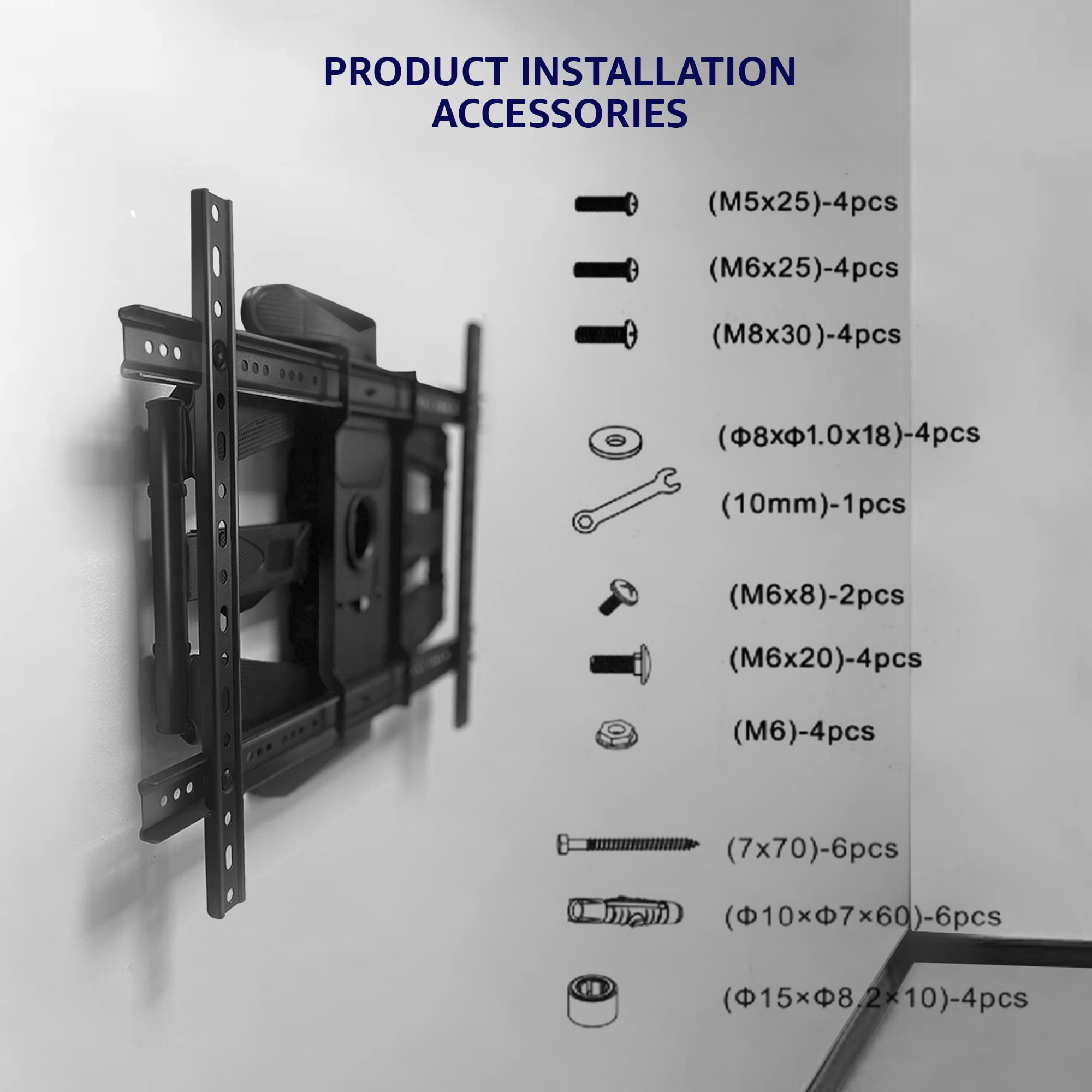 Venton Supporto da parete per TV regolabile, inclinabile e girevole, VESA 400 x 600 max (32 - 75), massimo 50 kg, per curvi, TV e monitor, inclinabile, girevole