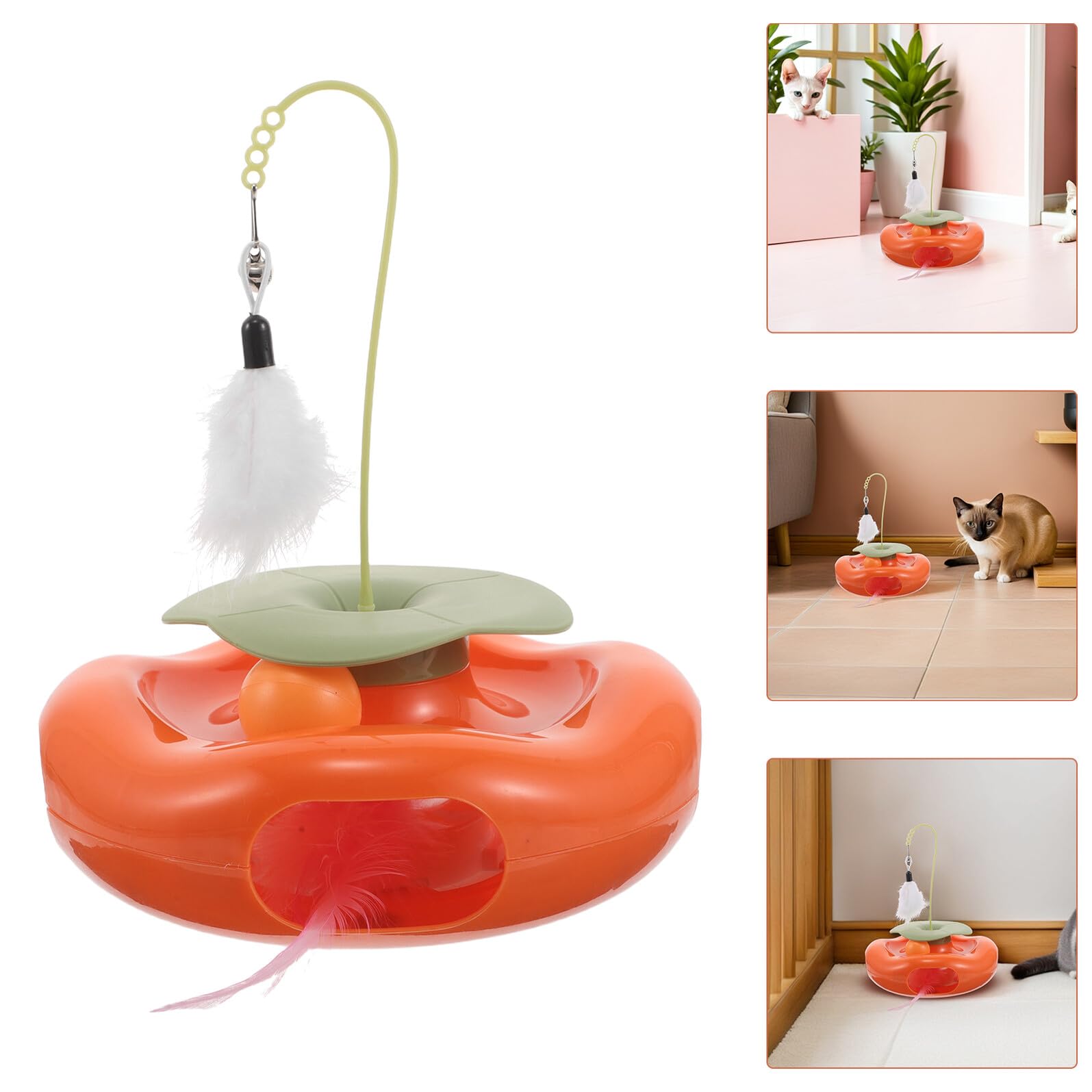Katzenspielzeug mit Rotierender Kugel und Feder Interaktives Leises Puzzlespielzeug für Katzen und Kätzchen zur von Bewegung und Geistiger Aktivität