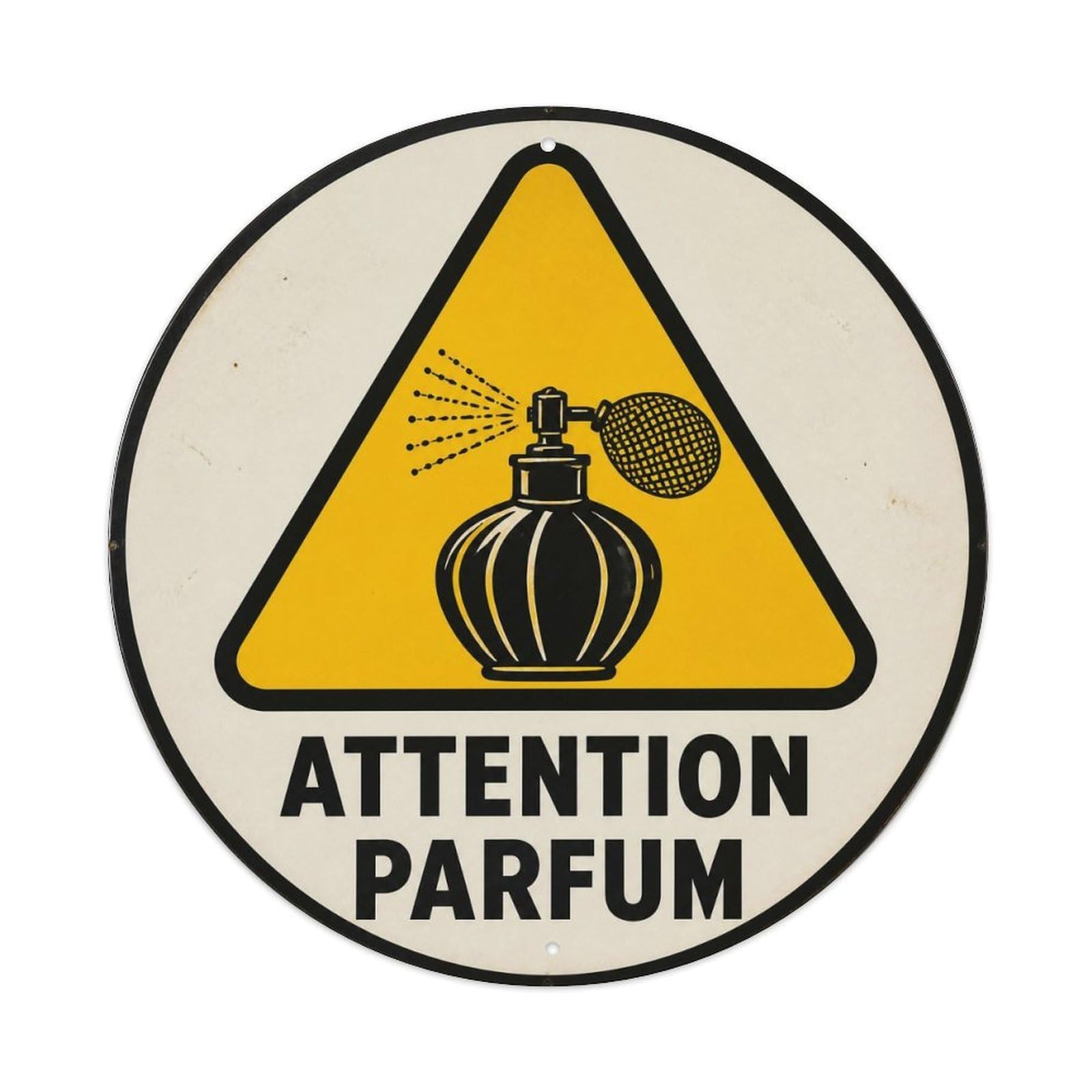 Olyhtr 8X8inch Classic Style Perfume Warning Social Satire French Screenprint Icon Metal Tin Sign