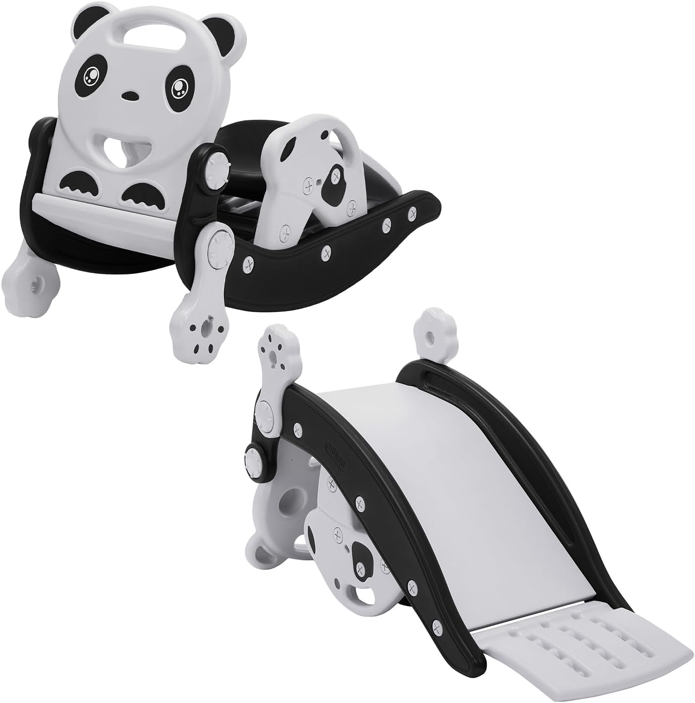 Amazon Brand - Jam & Honey 3-in-1 Rocking Panda Slide with Baby Rocker & Chair | for Kids 2-5 Years Old | Non-Toxic PE | Durable & Safe | BIS Approved | Black