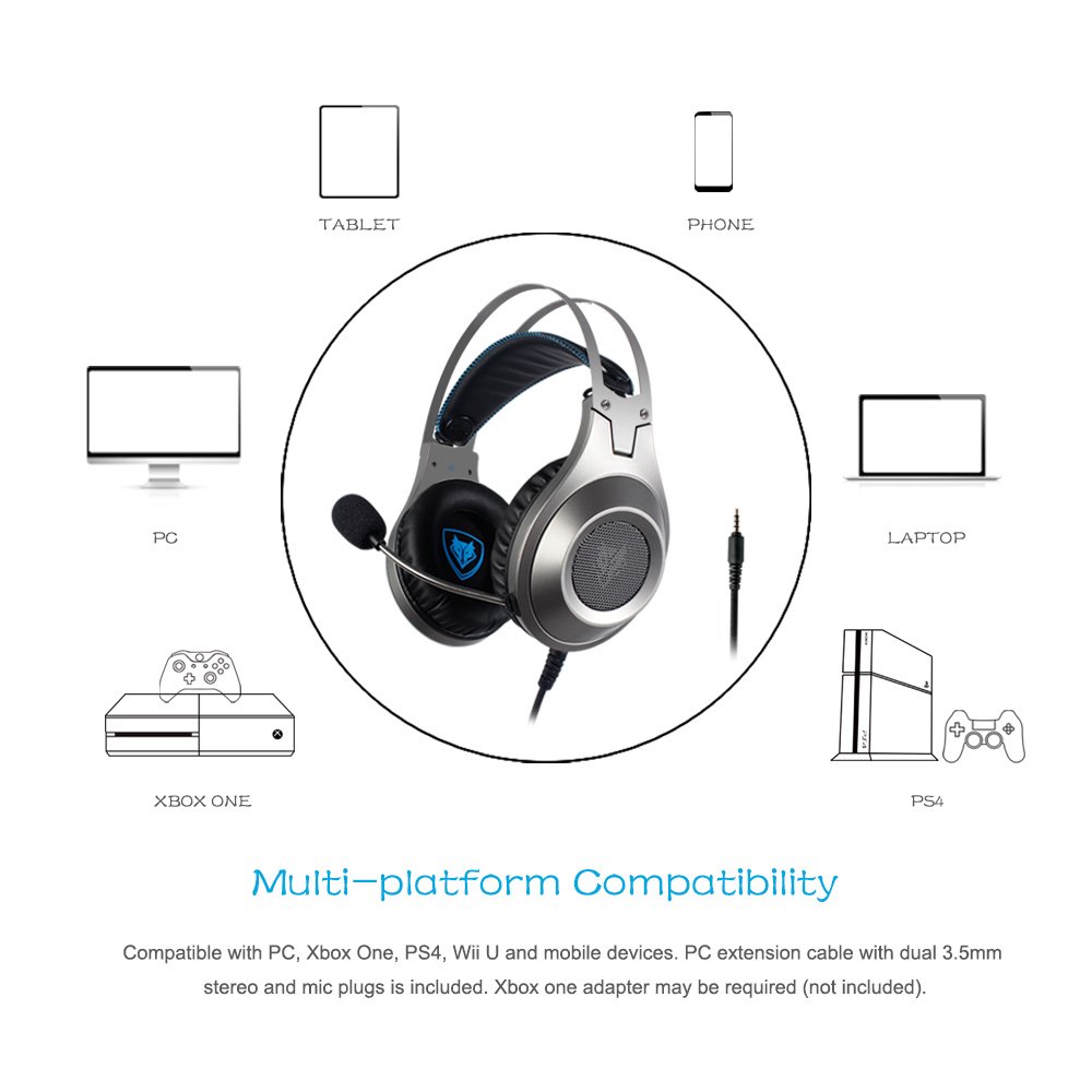 NUBWO N2 - Auriculares para juegos para Xbox One PS4 PlayStation 4, auriculares para computadora, PC, micrófono estéreo para jugador, para Skype, Xbox One S, Xbox, 1 Nintendo Switch Games