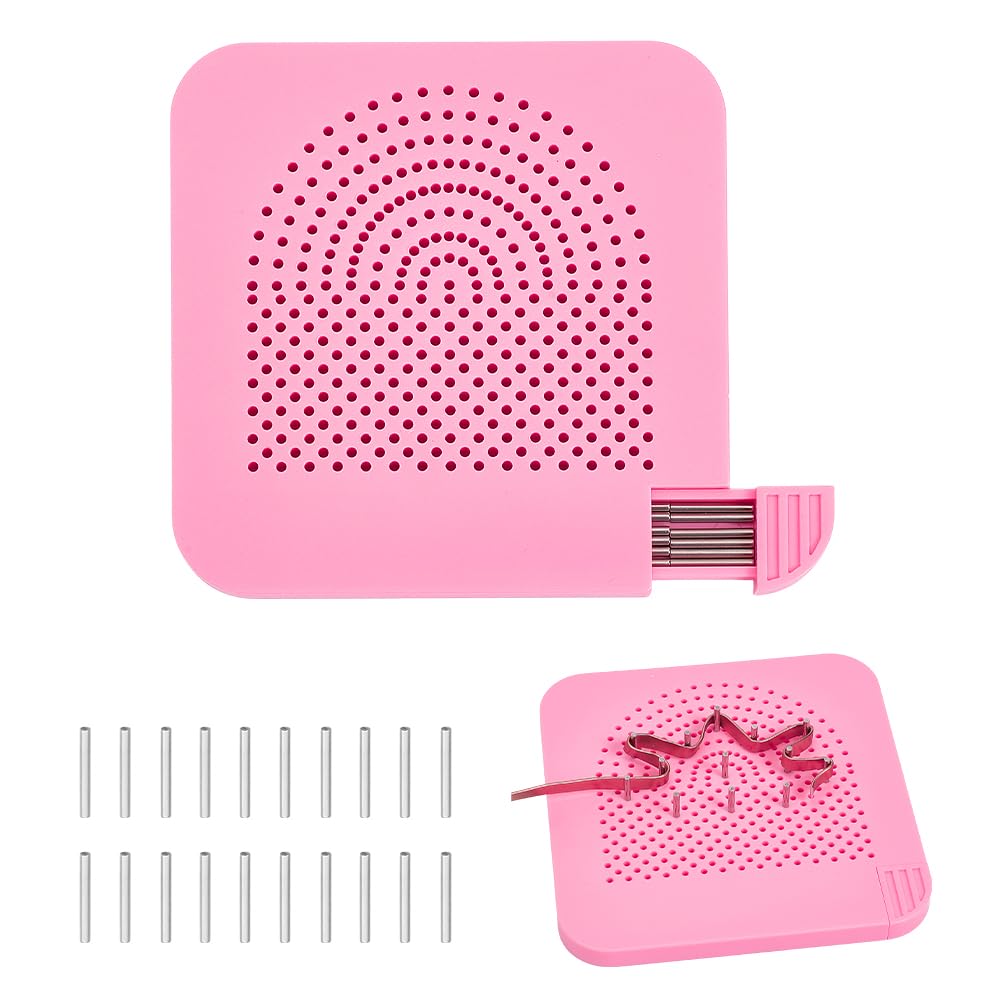 UNICRAFTALE Art Wire Bending Jig Kit Plastic Wire Wrapping Tool Pink Square Jig with 20Pcs Pegs Jewelry Making Tools for Wire Wrapping Kit and Craft Creation 10.5x10.5cm