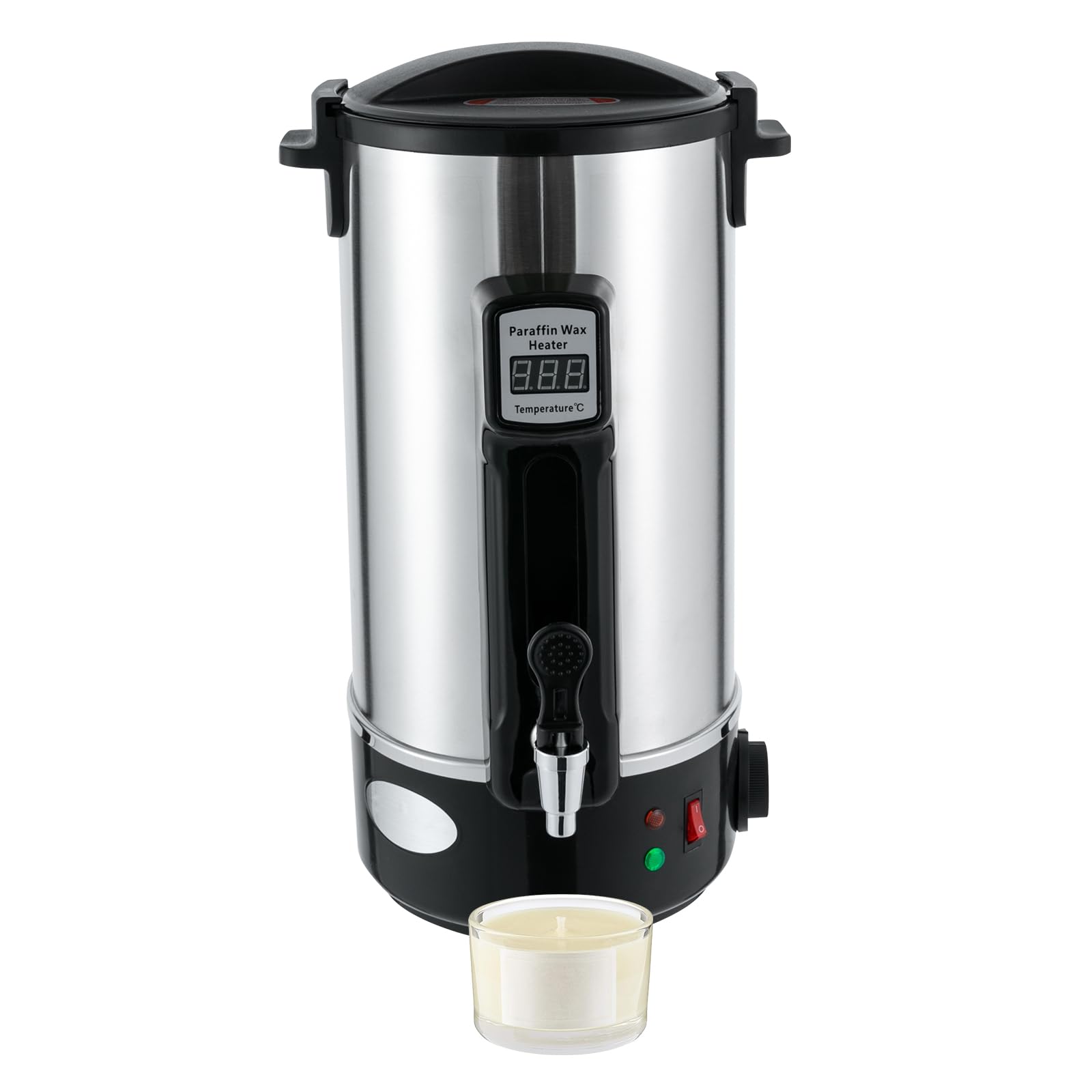 Fondoir Cire Bougie Machine Pot De Fusion Cire éLectrique Acier Inoxydable 10.8L, 1100 W Bec Verseur Machine à Fondre La Cires RéGlage 30-110 ℃, Affichage Numérique LED, Pour Fabrication De Bougie