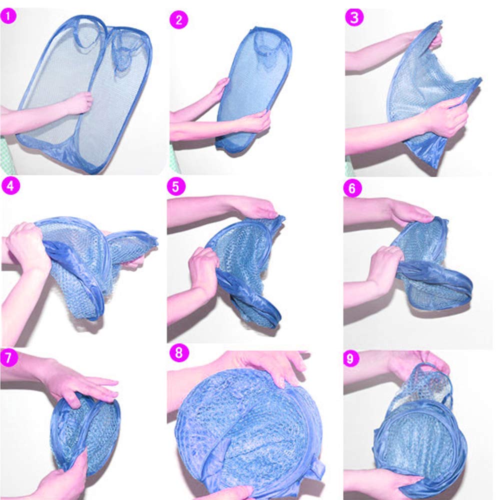 Qtopun Lot de 4 paniers à linge pliables en maille pour chambre à Qtopun Lot de 4 paniers à linge pliables en maille pour chambre à