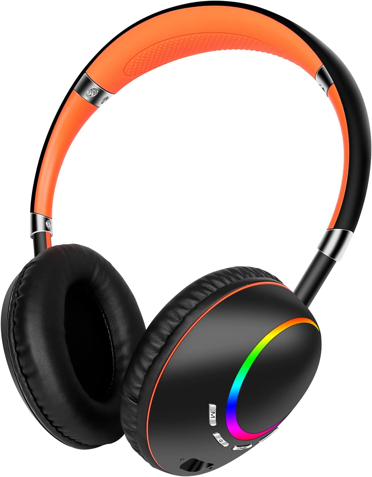 FFZ Kids Headphones Wireless, Kids Headphones for School/Ipad/Car/Airplane, Blue-Tooth V5.1 Headset with Colorful LED Lights, Stretchable Earphones & Soft Earpads