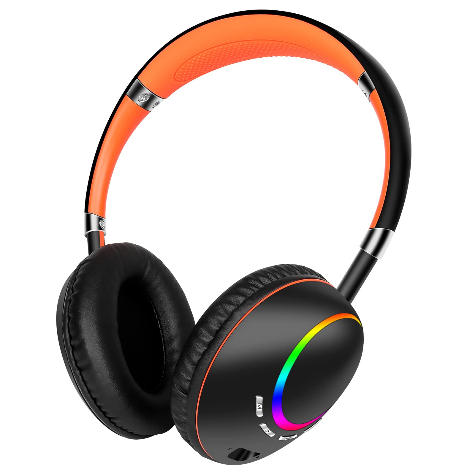 FFZ Kids Headphones Wireless, Kids Headphones for School/Ipad/Car/Airplane, Blue-Tooth V5.1 Headset with Colorful LED Lights, Stretchable Earphones & Soft Earpads