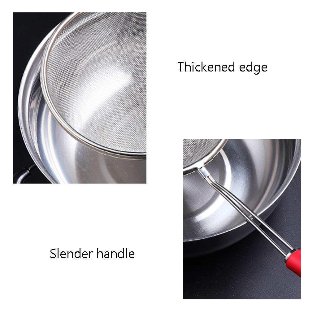 Colador, colador, cuchara espumadera multifuncional, colador de malla fina de cocina, colador de acero inoxidable de malla fina de primera calidad con mango resistente y cucharón colador de gancho