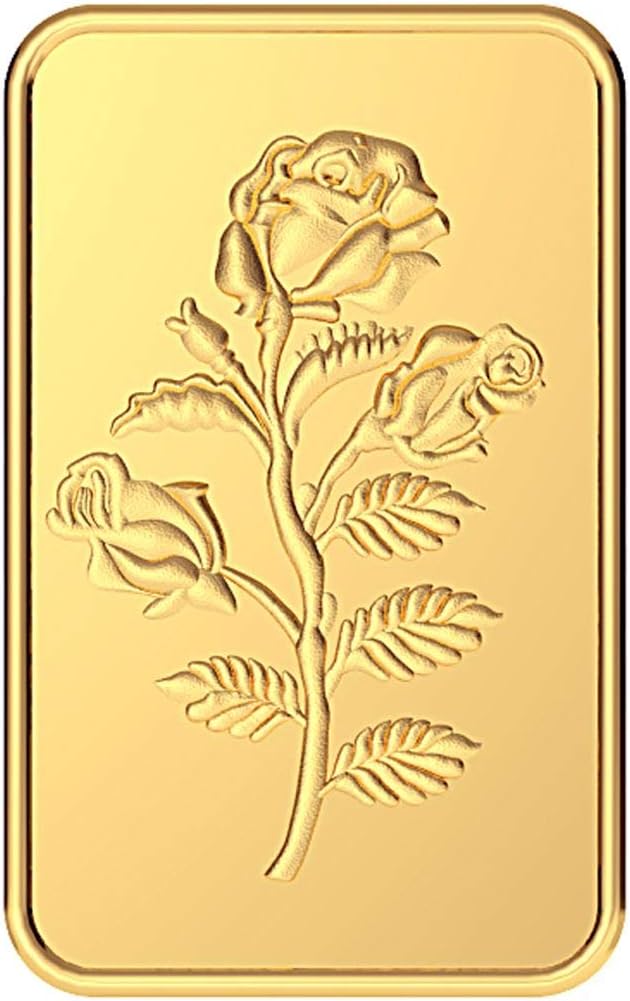 24K (999) Gold Bar 1 gram | 24 kt Gold Bar/Coin/Bullion for Birthday, Wedding, Akshaya Tritiya & Festive Gift, Rose Impression