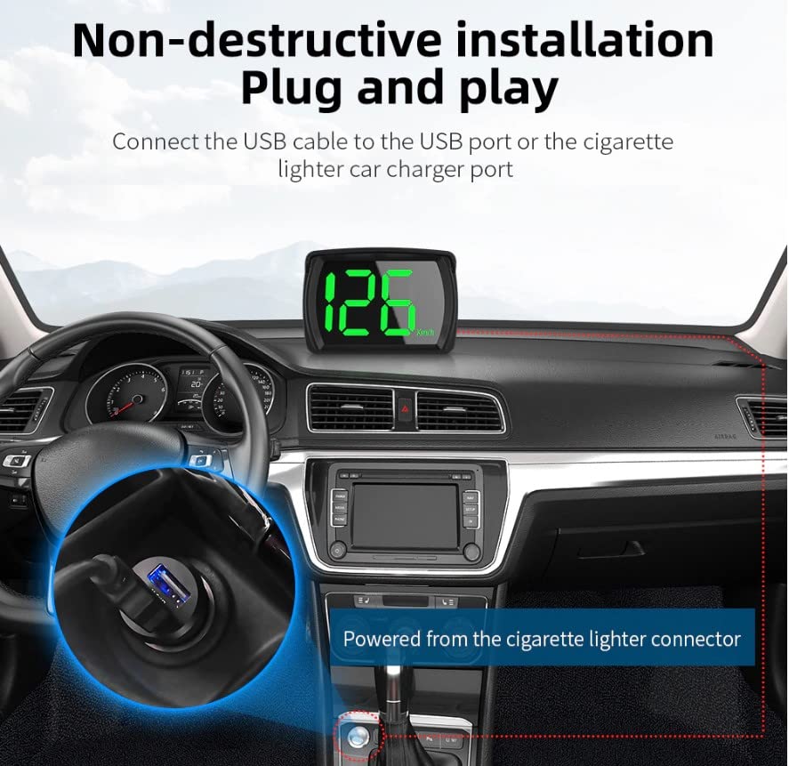 Wyświetlacz Head Up Auto HUD wyświetlacz przedni 2.8" KM/H Prędkościomierz z chipsetem GPS do roweru, motocykla, ciężarówki, samochodu, skutera