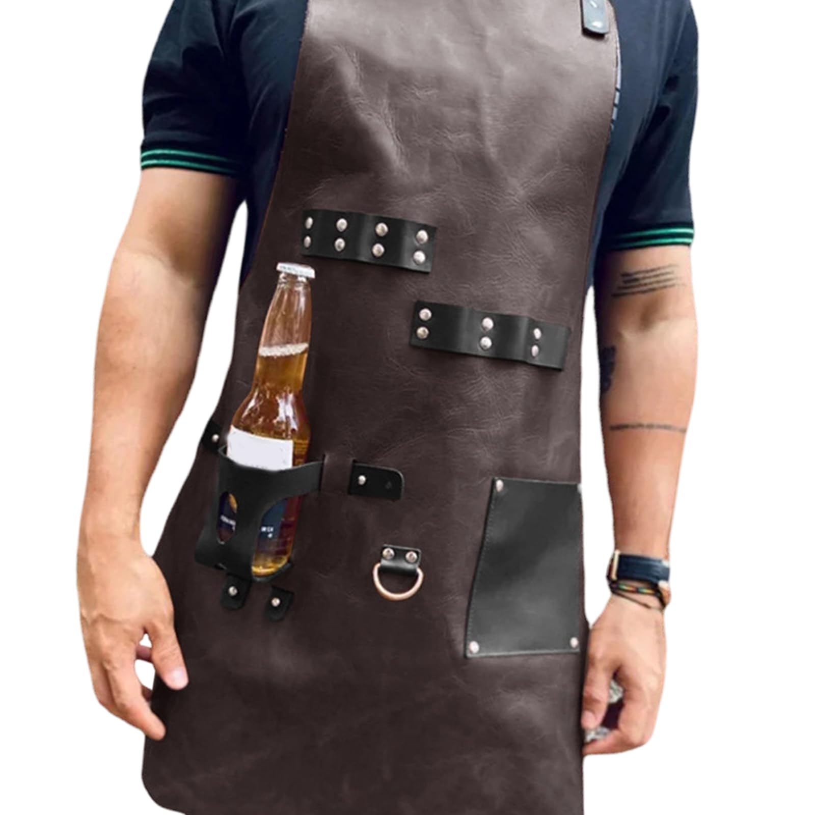 PANGBOER Stylish Leather Cooking Apron for All Genders Including Spill Proof and Quick Wipe Properties Multipurpose Apron