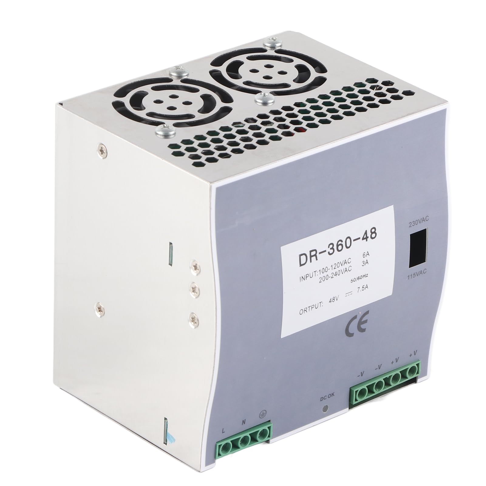360W AC to DC Power Supply Converter, DIN Rail Mount, for