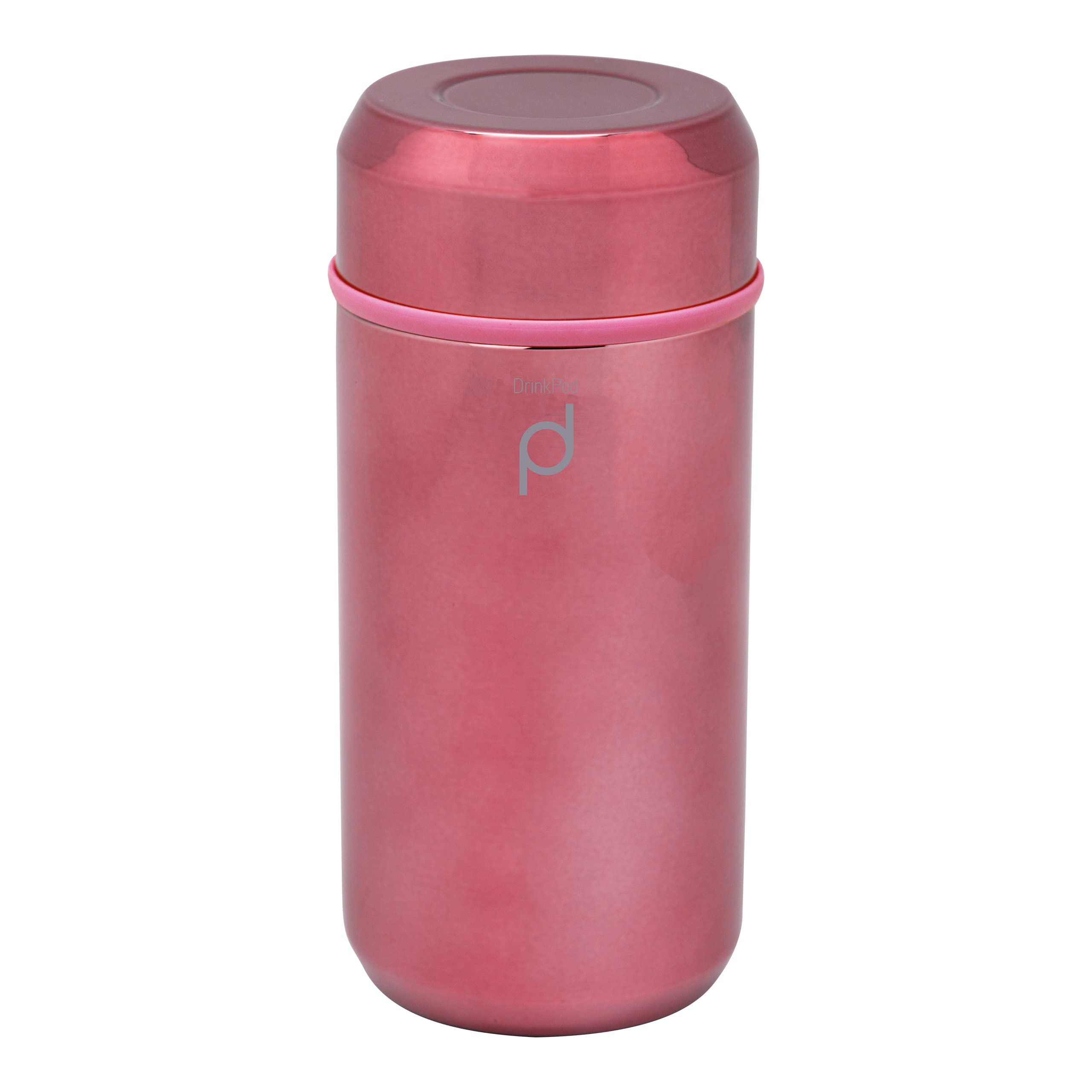 Drink Pod + Vacuum Insulated Flask, Metallic Rose Gold, 350ml