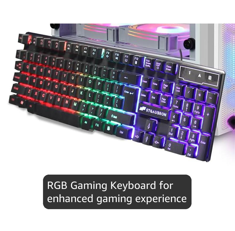 STGAubron Gaming PC Computer Desktop, Intel Core i7 up to 3.9G, Radeon RX 5600 XT 6G, 16G RAM, 1T SSD, 600M WiFi, BT 5.0, RGB Fan x6, Windows 11 Home