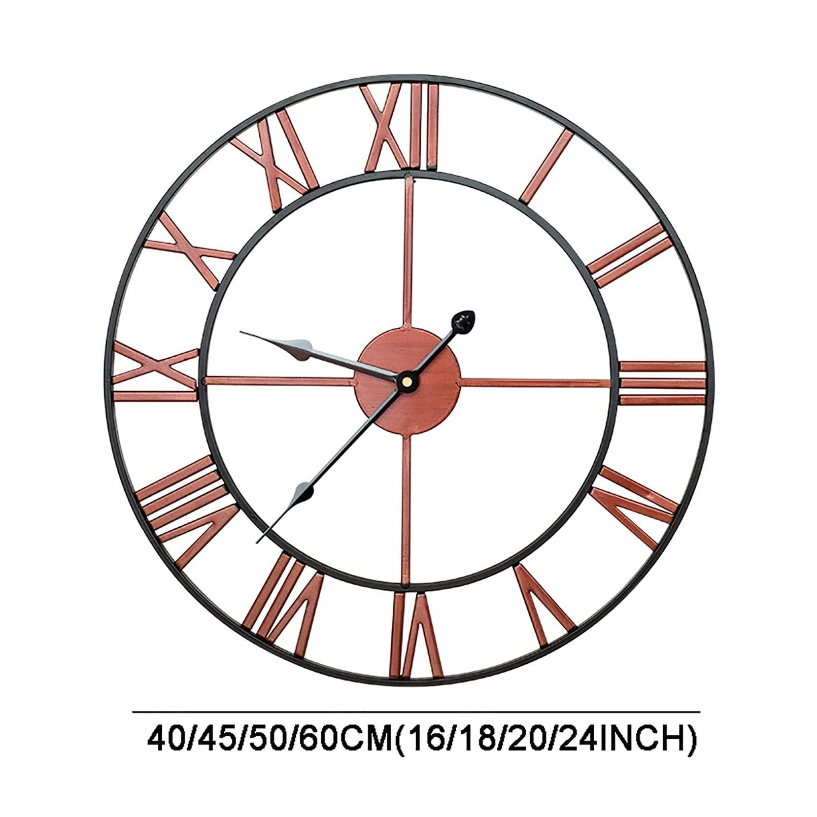Relojes Reloj de pared grande de 24 pulgadas de metal envejecido que no hace tictac, silencioso, estilo industrial moderno, reloj de pared de hierro con números romanos for el hogar, sala de estar, co