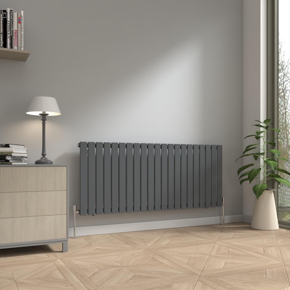 Nrg 600 X 1428Mm Horizontal Column Designer Radiator Single Flat Panel Heater Central Heating Rads