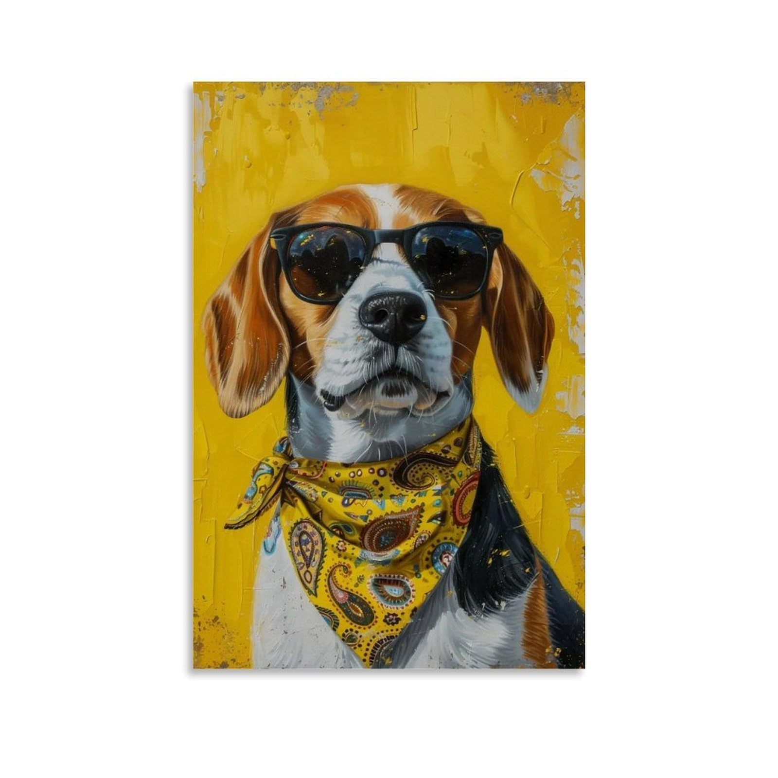 HUERYRYHY Sunglasses Dalmatian 03 Poster Wall Art Canvas Vintage Aesthetic Painting Decor for Rooms 24x36inch Unframe-style