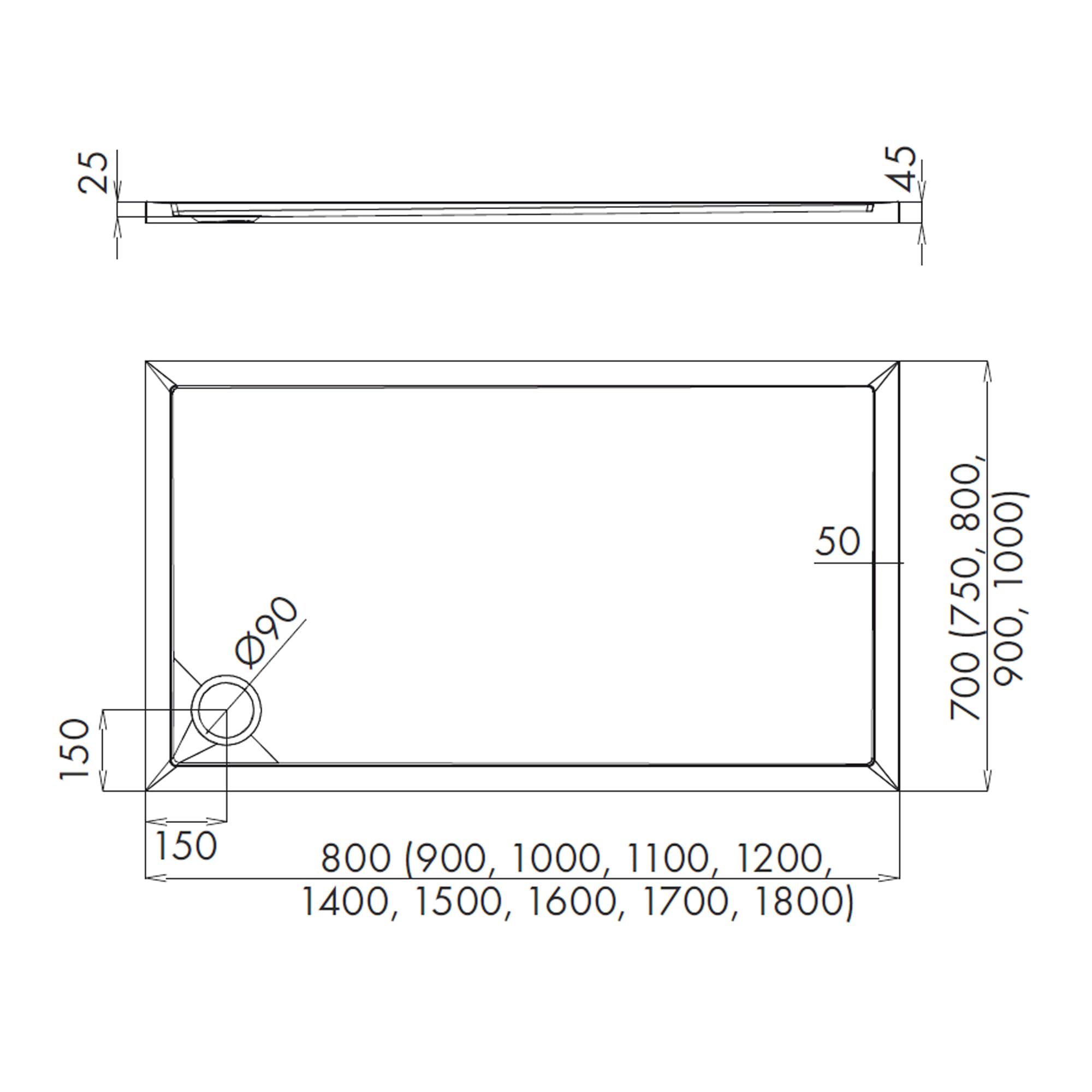 AQUABAD Duschwanne/Duschtasse | Basic Smooth White 90x120cm Rechteck