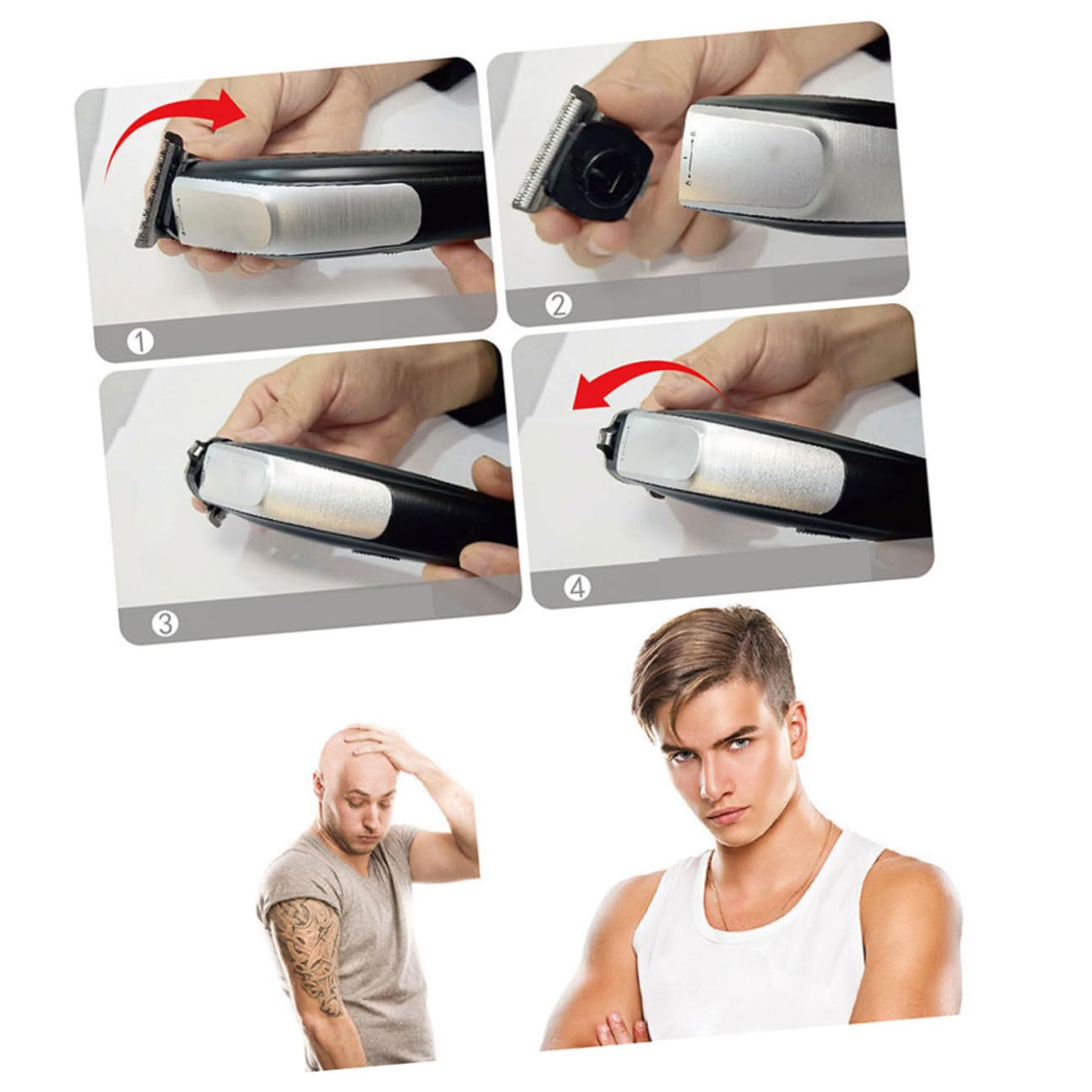 Alipis USB Wiederaufladbarer Haarschneider Silber Elektrischer Haarschneider mit Laufzeit Inkl Verschiedene Aufsteckkämme Kabelloser Trimmer für Haar und Bartpflege Professionell für