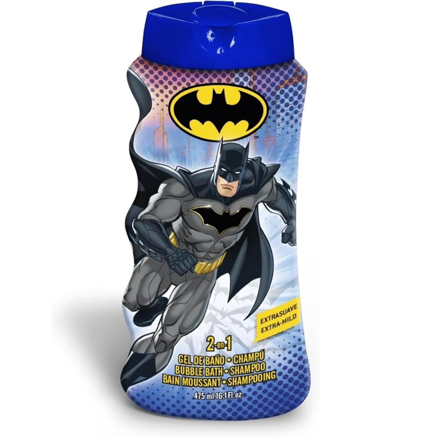 Batman Kids 2-in-1 Bubble Bath & Shampoo - Gentle, Paraben-Free Bath & Hair Wash with Vitamin E & A, pH Balanced for Sensitive Skin - Lightly Scented, Safe for Children Aged 3+, 475ml