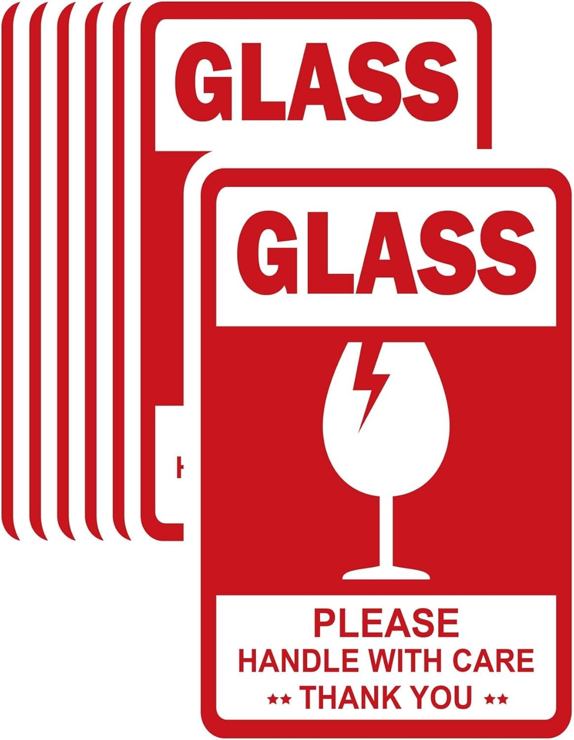 4 x 6 Inch Large Glass Fragile Warning Stickers Handle with Care - Fragile Stickers for Shipping Moving Glass Fragile Labels for Galss Delicate Items 100 Pcs