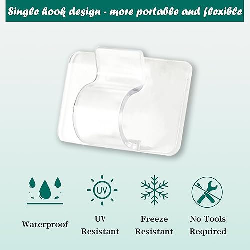 Miniatura 2 de Dazzle Bright Ganchos para clips de luces de cadena para exteriores, 30 clips de cable resistentes, tiras adhesivas impermeables para colgar luz de