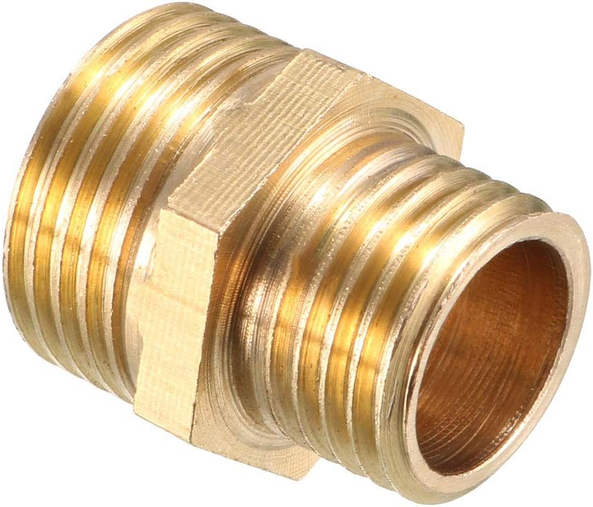 sourcing map Brass Pipe Fitting Reducing Hex Bushing 3/8 BSP Male x 1/4 BSP Male Adapter, Copper, 3/8 x 1/4 - Image 5