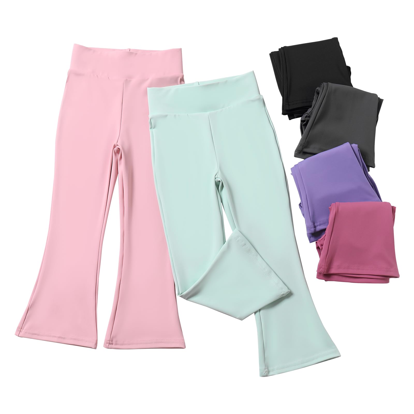 Chicduo 6er-Pack ausgestellte Leggings für Mädchen, Bootcut-Hosen, Mädchen, hohe Taille, Yoga, ausgestellte Hosen