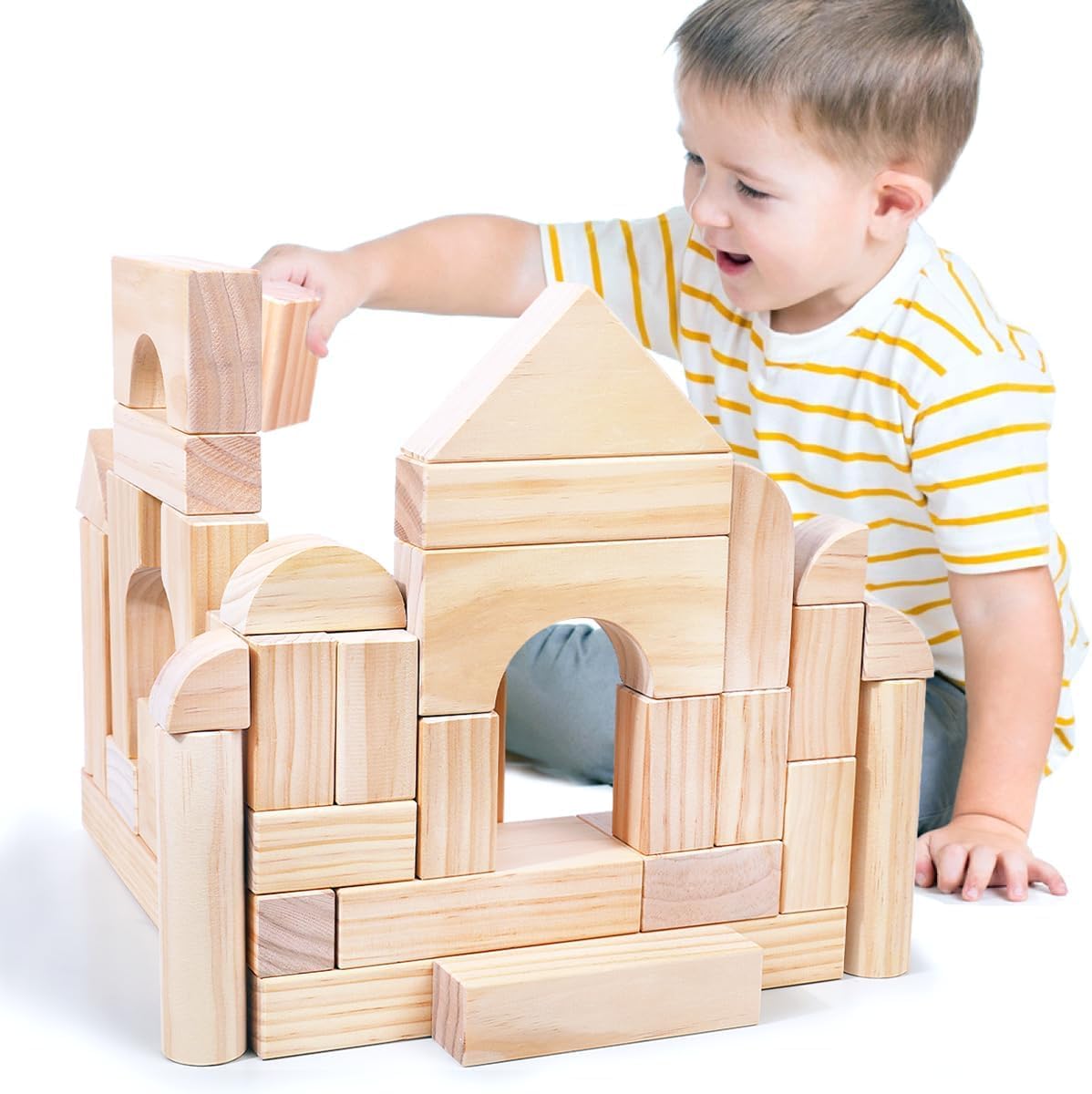 Large Wooden Building Blocks Set Educational Bahrain Ubuy