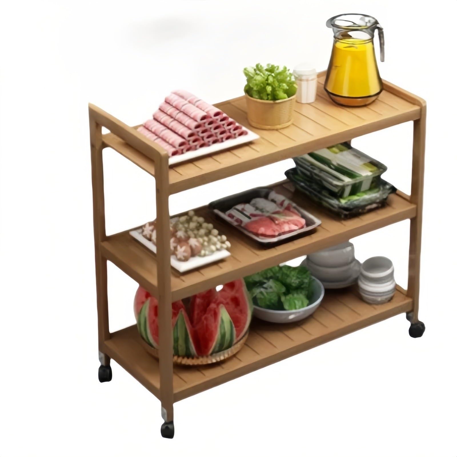 ZYYANSHOP Kitchen Storage Cart 3-Tier Rolling Storage Cart Mobile Kitchen and Restaurant Utility Rack for Dining(Yellow,Small)