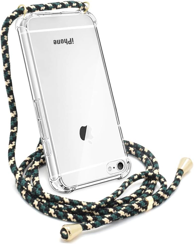 CAROKI Crossbody Case for Apple iPhone6 Plus,for iPhone 6S Plus,Necklace Cover with Cord Strap,Clear Transparent TPU Soft iPhone6 Plus/6S Plus Case Holder with Neck Cord Lanyard Strap-Green Camouflage