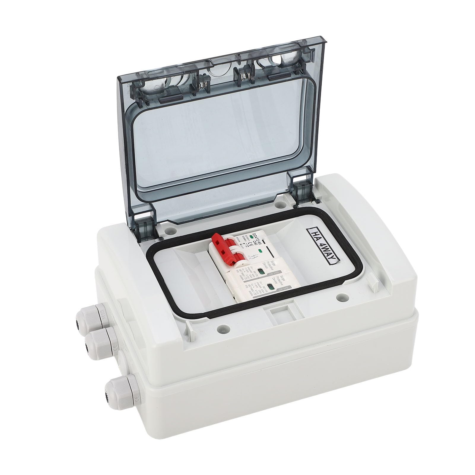 Pissente Interruttore Automatico Scatola di Distribuzione Impermeabile per PC con Sezionatore CC 500 V IP65 Coperchio Trasparente a 4 Vie per Inverter a Pannello Solare Esterno Sistemi Fotovoltaici