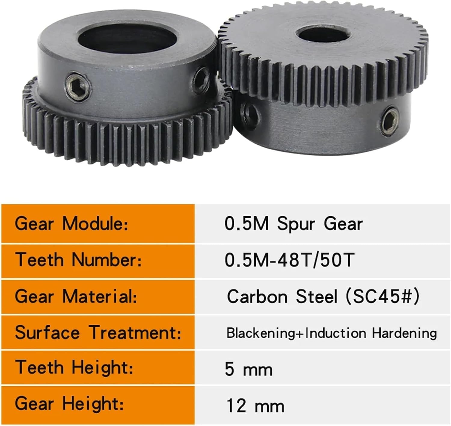 Spur Gear 0.5M 48T/50T Bore Size 6/8/10/12 Mm Mini Wheel SC45#Carbon Steel 1Pcs(8x3x1.4 mm,48 Teeth)