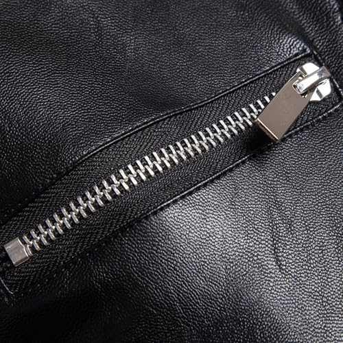 Chaqueta de cuero con cierre para hombre, estilo bomber miniatura 2