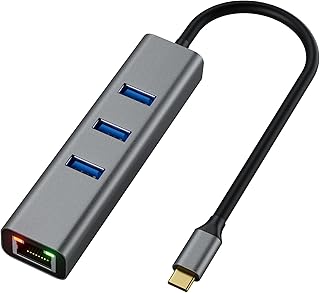 Togconn USB C to Ethernet Hub Adapter, Portable 4 in 1 Multiport Hub with 1 Gigabit RJ45 Ethernet Port and 3 x USB 3.0 Ports for MacBook Pro/Air 2022/2021, iMac, iPad, Galaxy S22,Surface Book