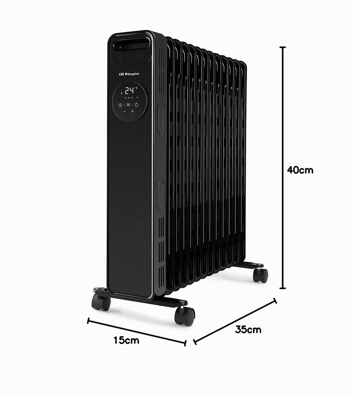 Orbegozo RAD 2510 - Radiador de aceite, 3 potencias, temporizador, pantalla LED, Asa, mando a distancia, protección sobrecalentamiento, 2500 W