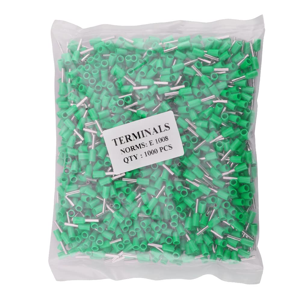 Heschen 1000pcs E1008 AWG 18/1.0mm² Copper Crimp Lugs Vinyl Insulated Blue Heschen 1000pcs E1008 AWG 18/1.0mm² Copper Crimp Lugs Vinyl Insulated Blue