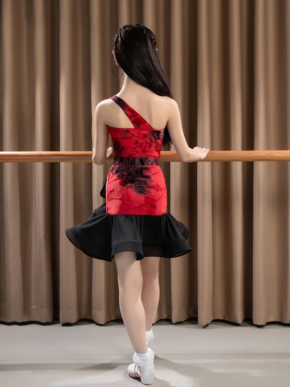 Vestido de Baile Latino Sin Mangas para Niña, para Salón de Baile, Salsa, Tango, Falda, Camisola, Trajes de Competición de Baile （150 cm）