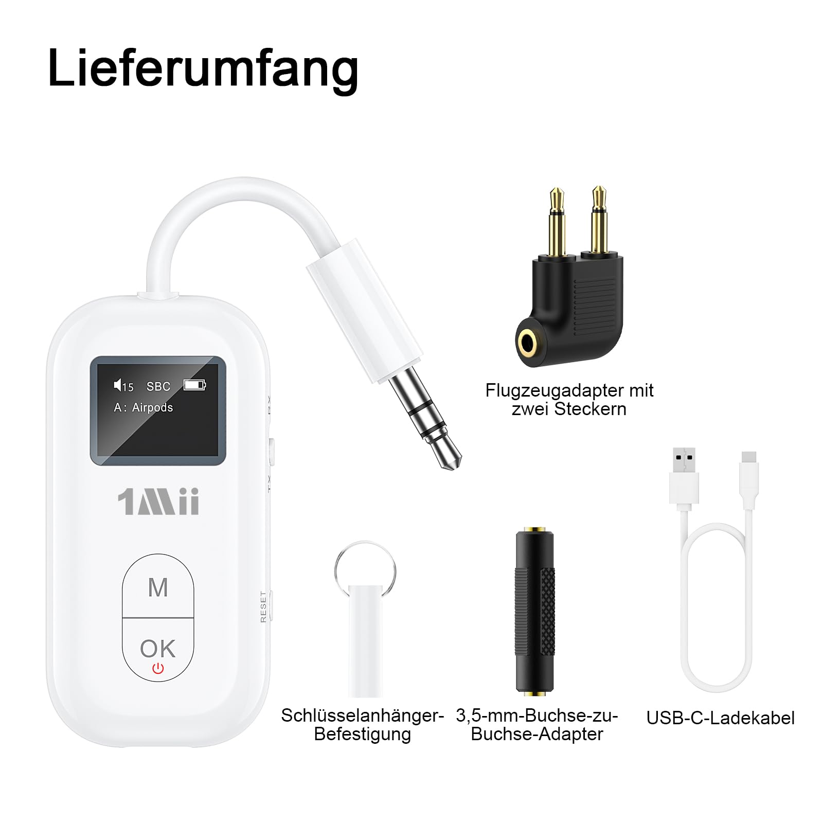 1Mii SafeFly Pro Flugzeug Bluetooth Adapter für AirPods kabellose Kopfhörer