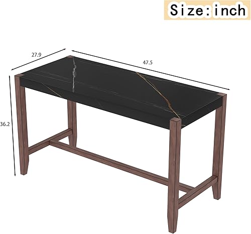 Miniatura 2 de Counter Height Table, 47.5 Inch Faux Marble Bar Dining Table, Bar Tall Dining Table for Home Kitchen, Living Room, Balcony, Office
