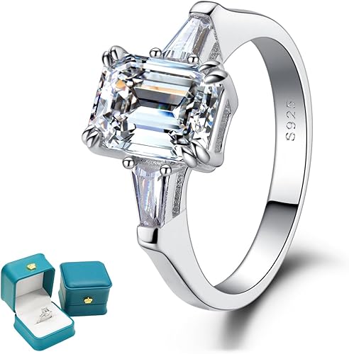LuluRell Emerald Moissanite Rings for Women, 2ct D Color VVS1 Clarity Lab Create
