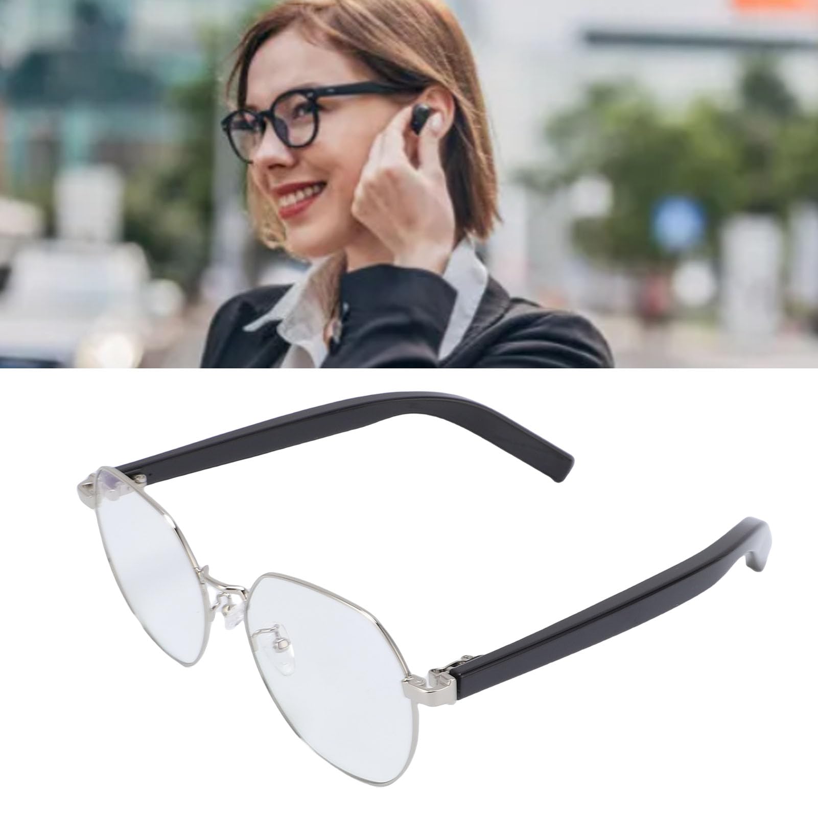 Bluetooth Sound Smart Glasses, Real Time Language Translator Glasses More Than 100 Languages, Clear Sound, Lightweight and Fashionable Design, Convenient Translation on The Go,