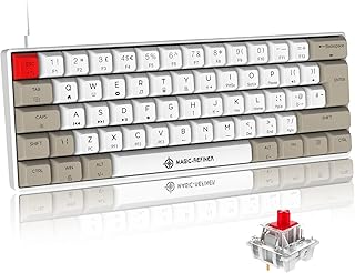Mini Mechanical Gaming Keyboard Type-c Wired with PBT Dye-subbed Keycaps Rainbow RGB Backlit 60% Layout Full Anti-Ghosting 62 Key Ergonomic for Typist Laptop PC Mac Gamer (White Main/Red Switch)