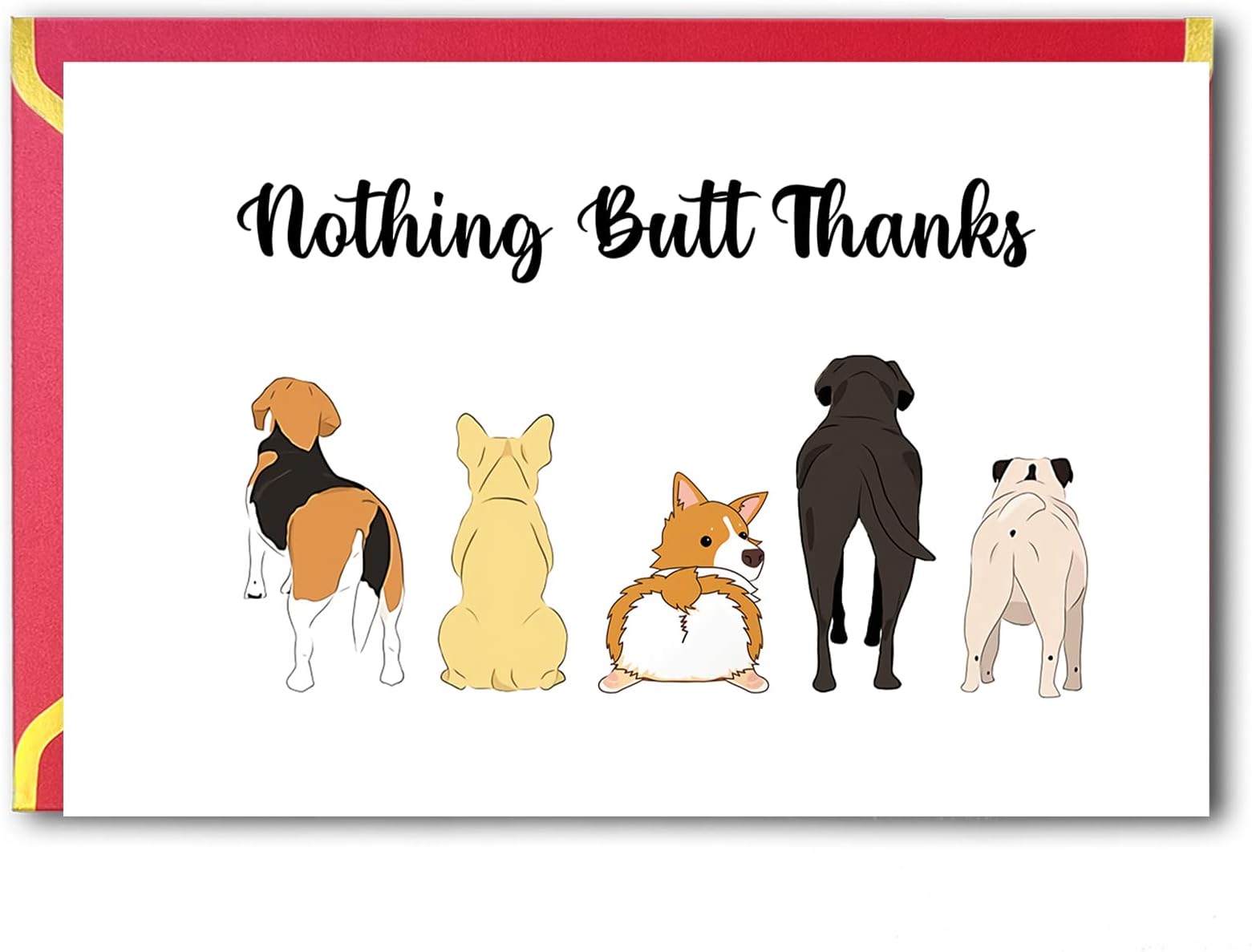 Ziwenhu Cute Thank You Card from Dog, Funny Thank You Gift for Friend, Nothing Butt Thanks Card for Family Members