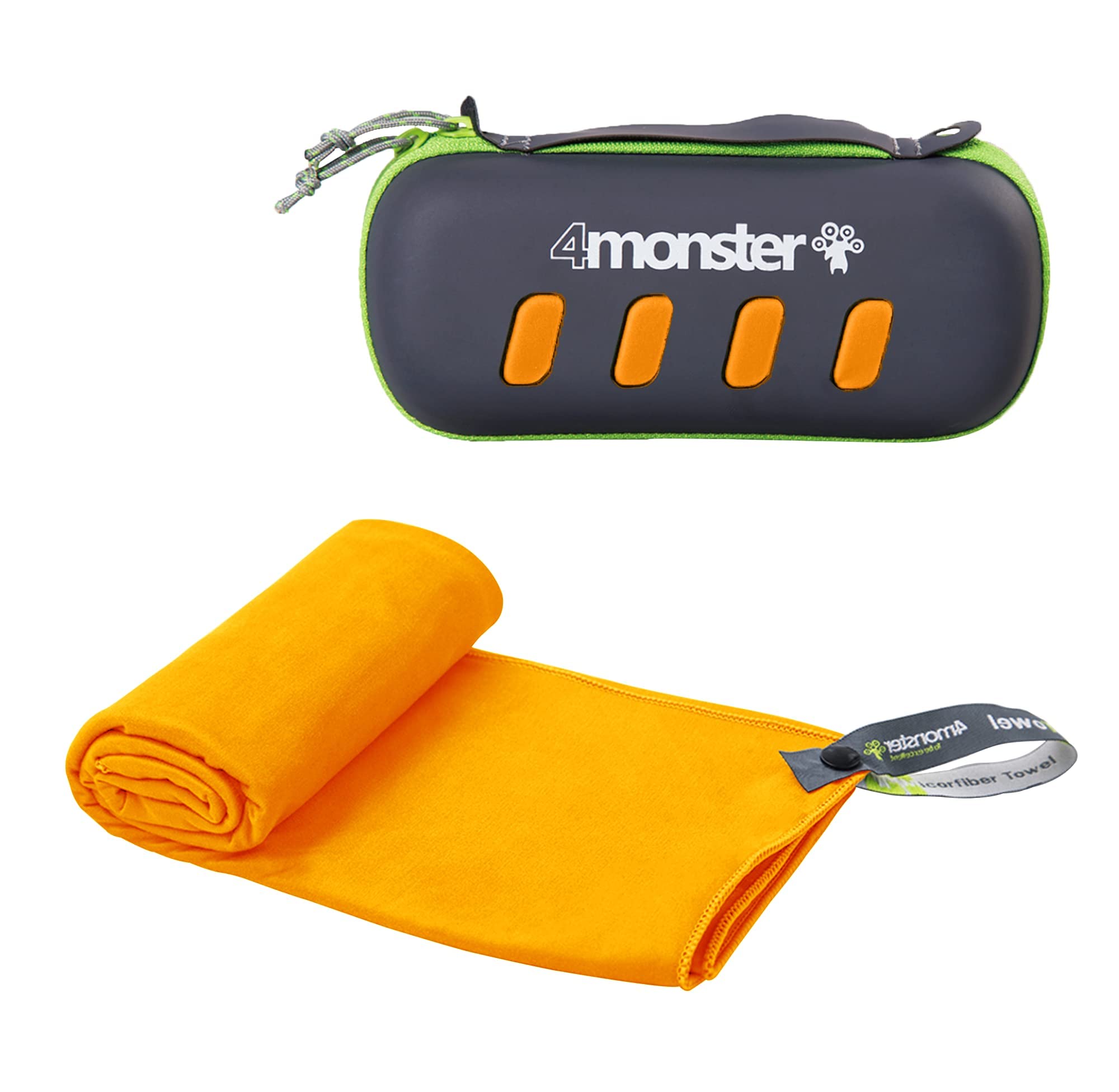 4Monster Ultra Light Quick Dry Microfibre Towels for Fitness, Sports, Sauna, Yoga and Travel Small Orange