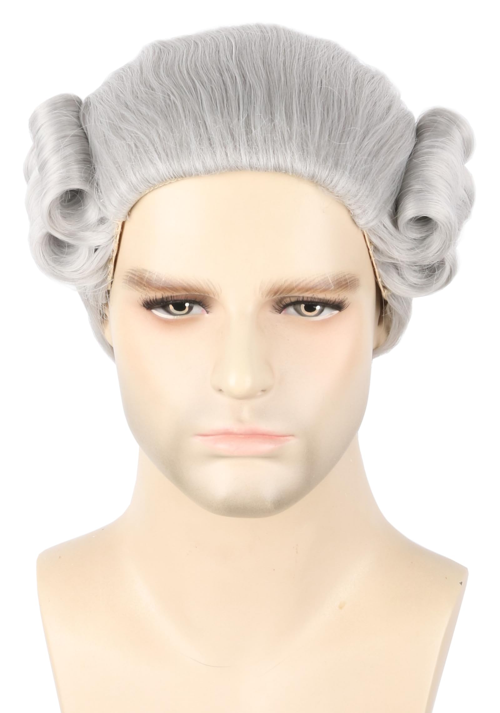 Topcosplay Parrucca da giudice storico da George coloniale da uomo o donna, parrucca bianca per Halloween (grigia)