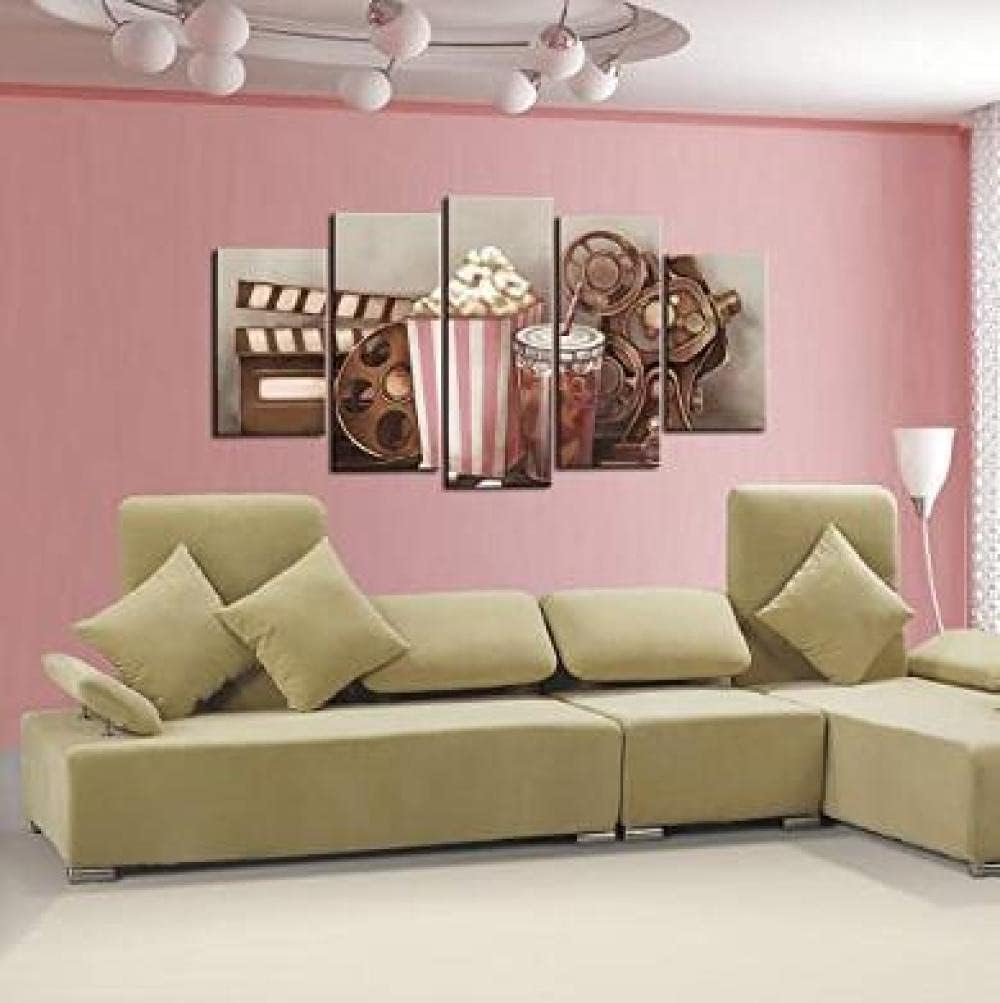 5 Di Tela Poster Arte Murale Popcorn Di Scena Di Film Retrò (Con Cornice 100 X 50 Cm) Pittura D'Autore Moderna Per L'Ufficio Di Casa Soggiorno Camera Da Letto Per La Sala Da Pran-96631890314383