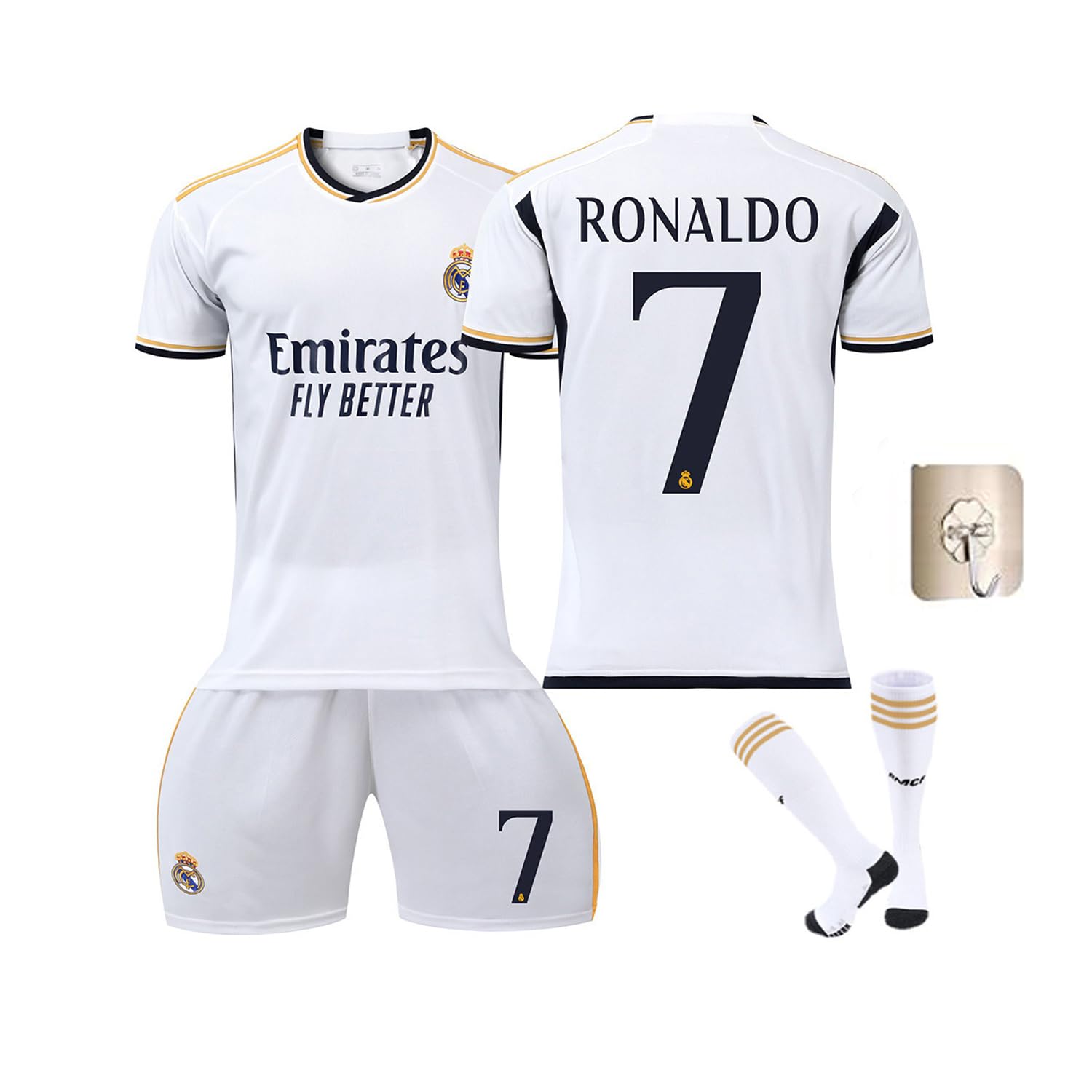 LIYAKITOKids Soccer Jersey Socks Set No #7 Football Fans Jersey with Socks Kids 2024 Fashion Football Soccer Jersey/Shorts Socks Gift Set Youth Size